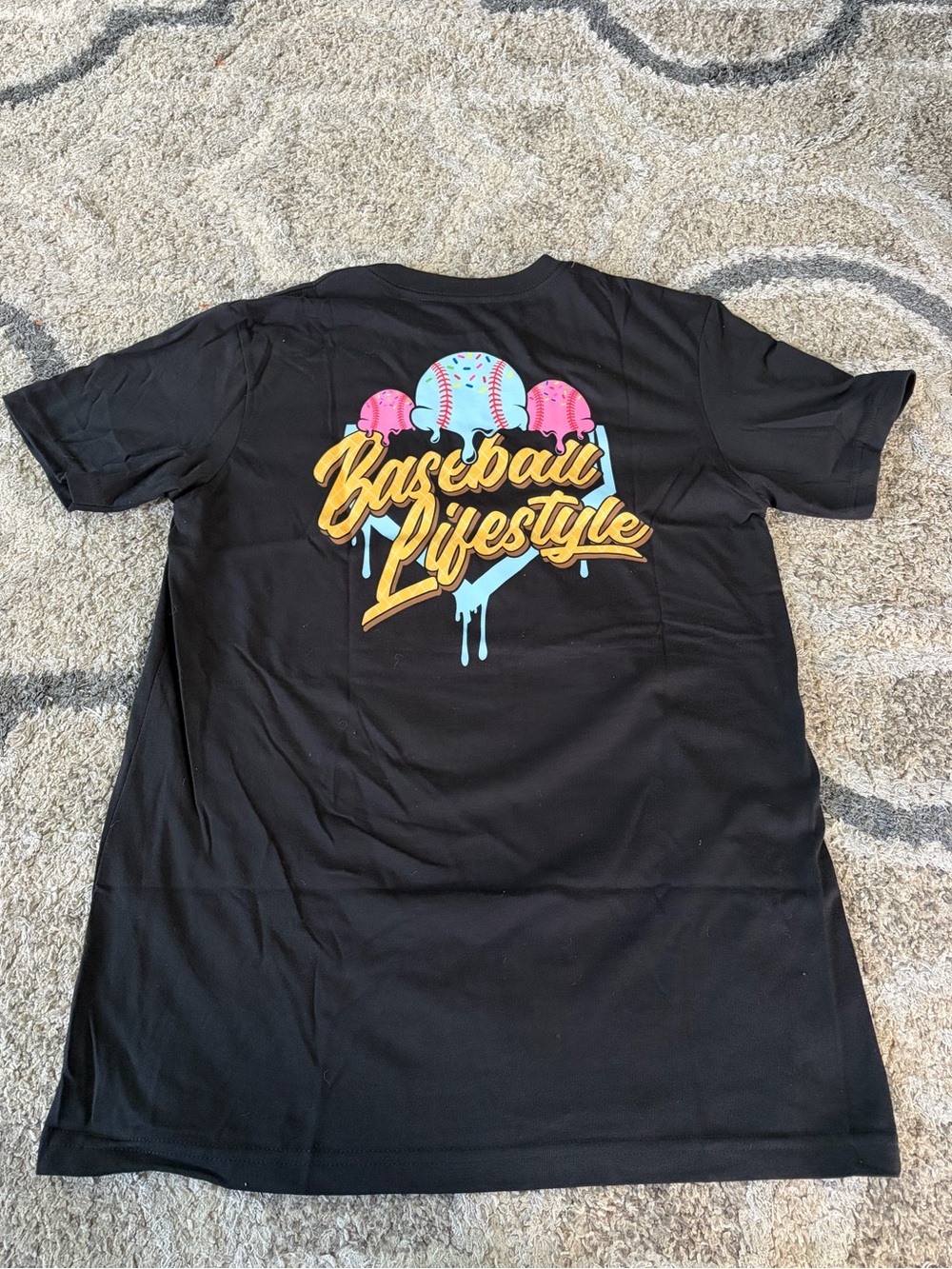 Baseball Lifestyle 101 Ice Cream Tee Cotton Candy Adult S NWT - Picture 2 of 2